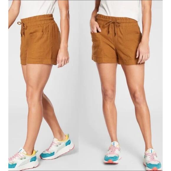 Athleta orange brown linen cabo shorts - Picture 2 of 4